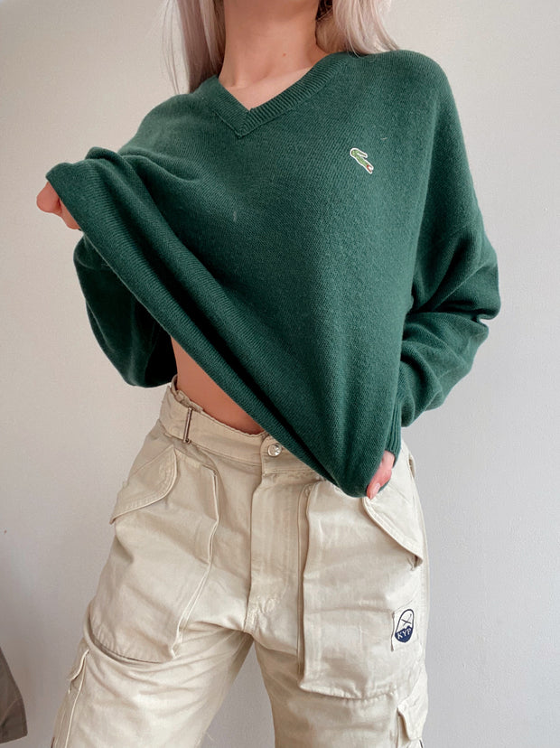 Green Lacoste L Long Sleeve Polo Shirt