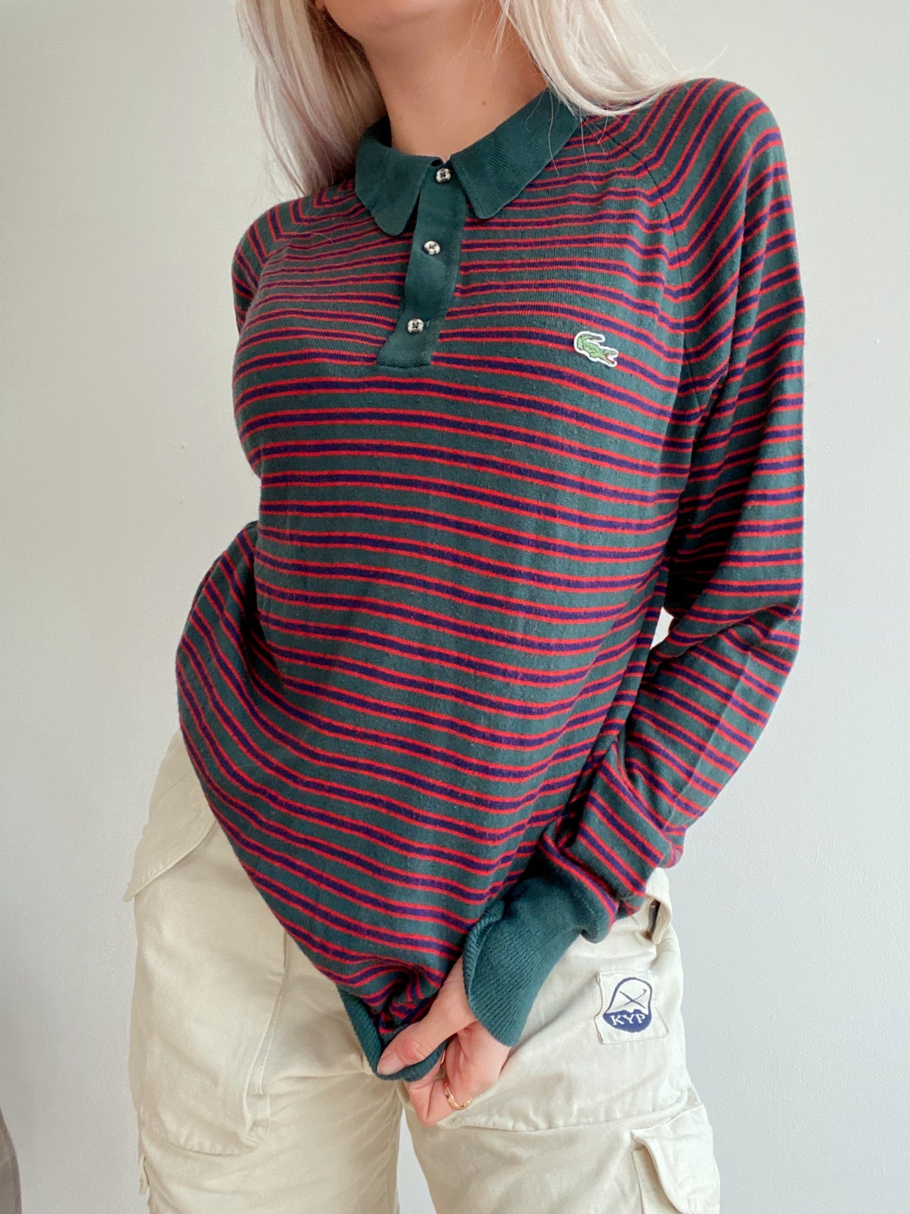 Green Lacoste L Long Sleeve Polo Shirt