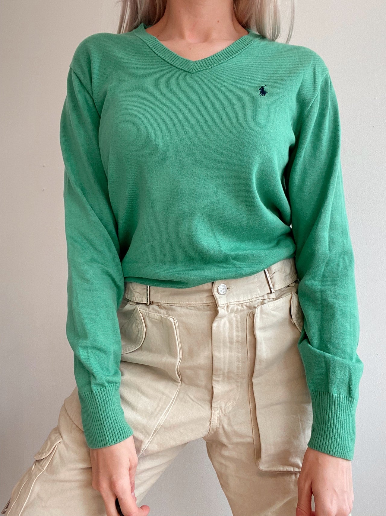 Pull en maille vert col V Polo Ralph Lauren S