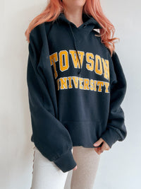 Pull vintage américain noir et jaune Russell XXL