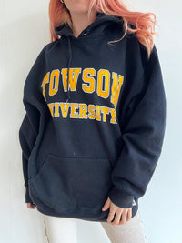 Pull vintage américain noir et jaune Russell XXL