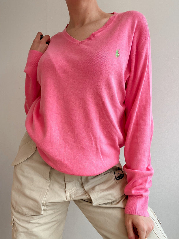 Pull en coton rose et vert Polo Ralph Lauren L