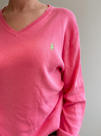 Rosa und grüner Baumwollpullover Polo Ralph Lauren L