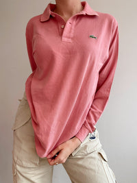 Lacoste rosa Langarm-Poloshirt S/M