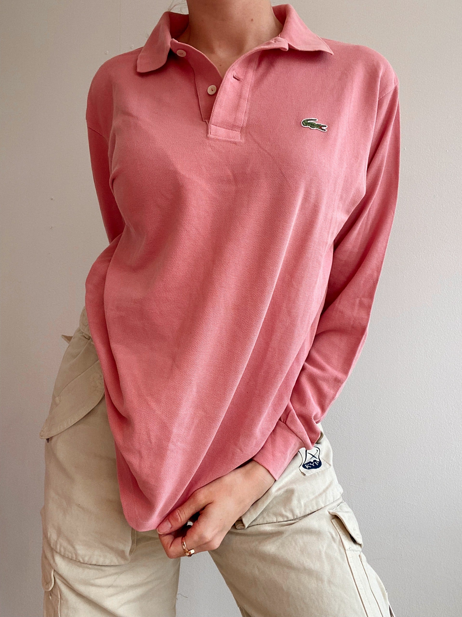 Lacoste rosa Langarm-Poloshirt S/M