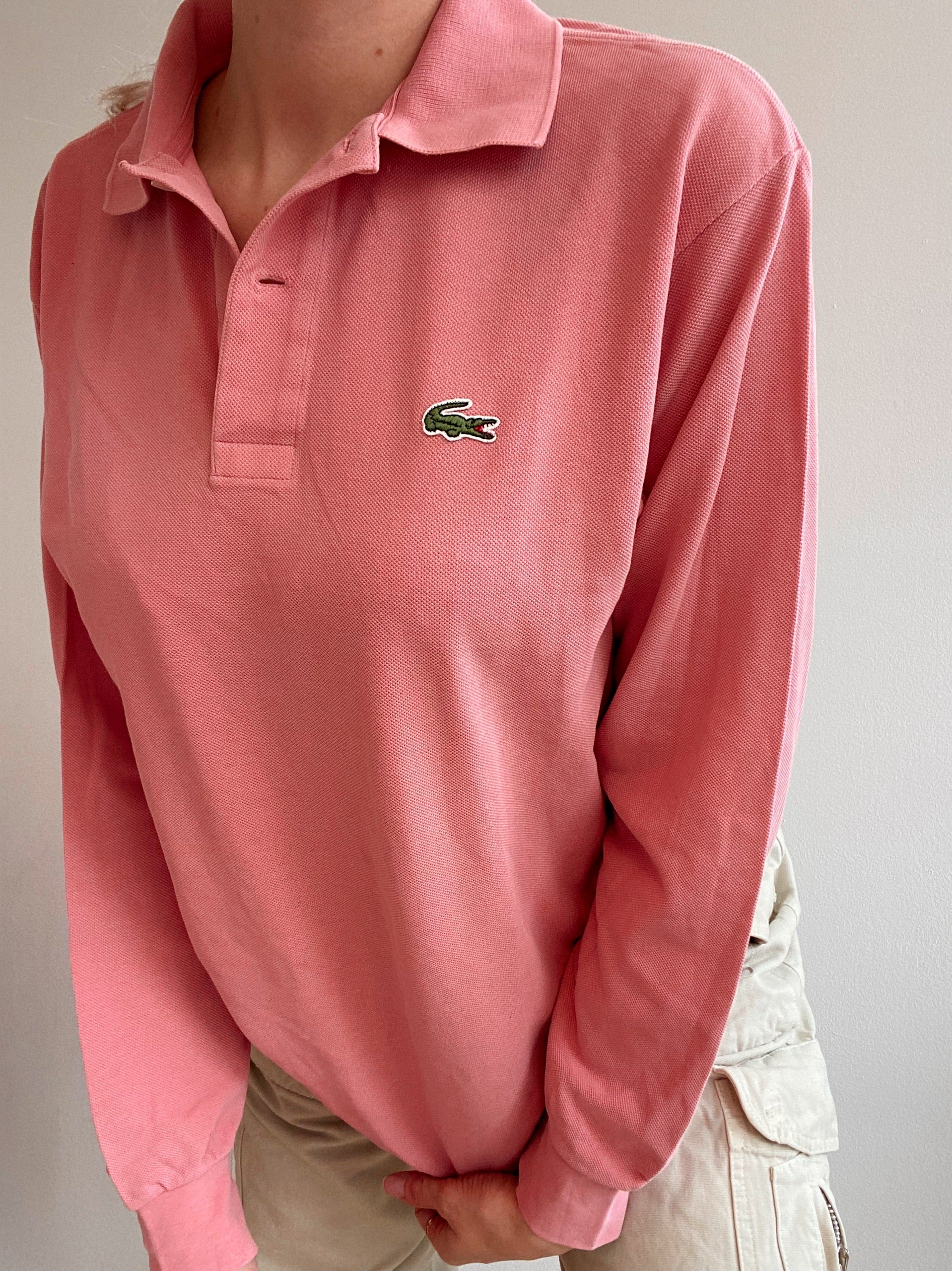 Lacoste rosa Langarm-Poloshirt S/M
