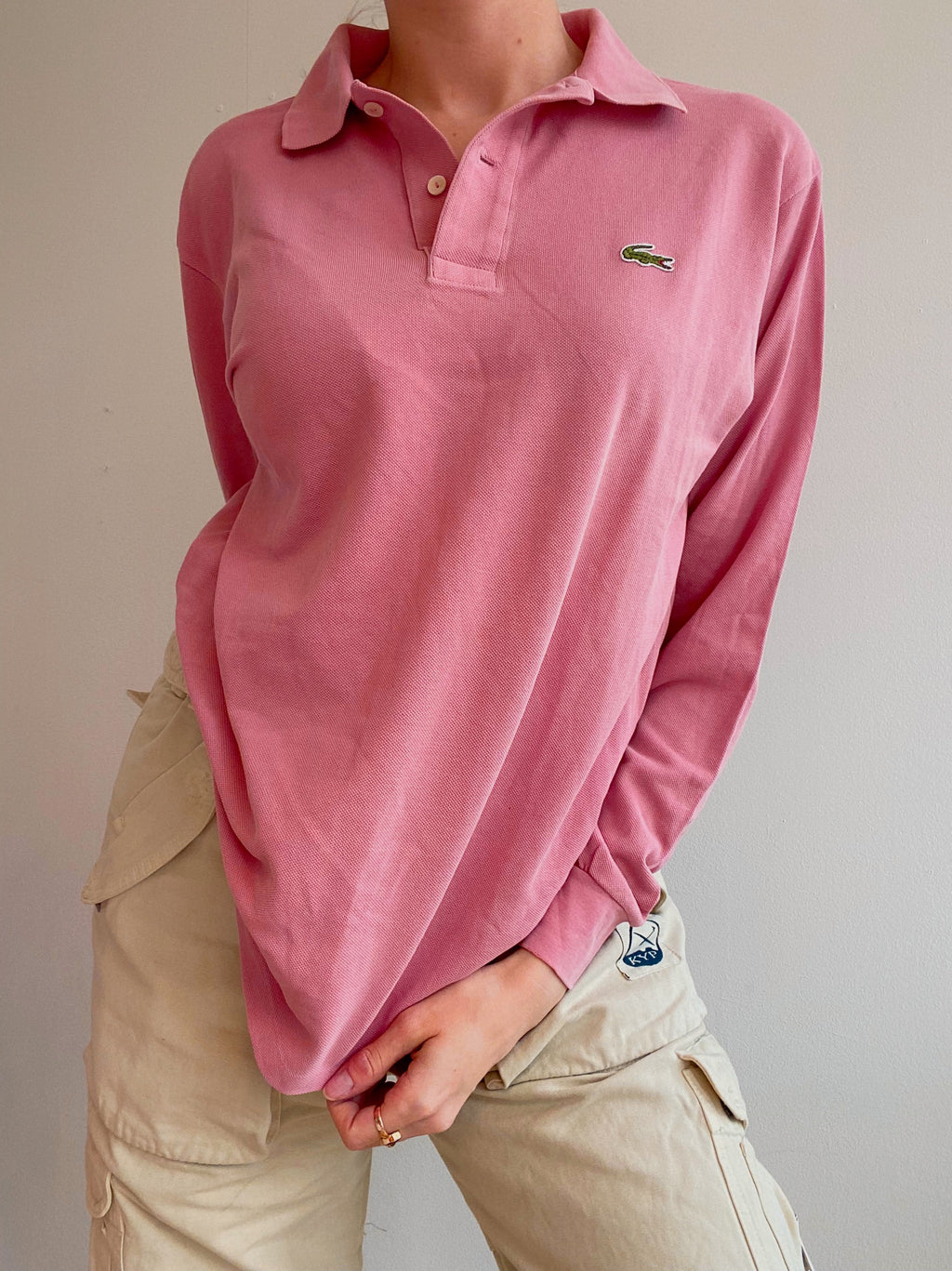 Lacoste rosa Langarm-Poloshirt S/M