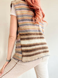 Gilet vintage sans manche en maille rayé
