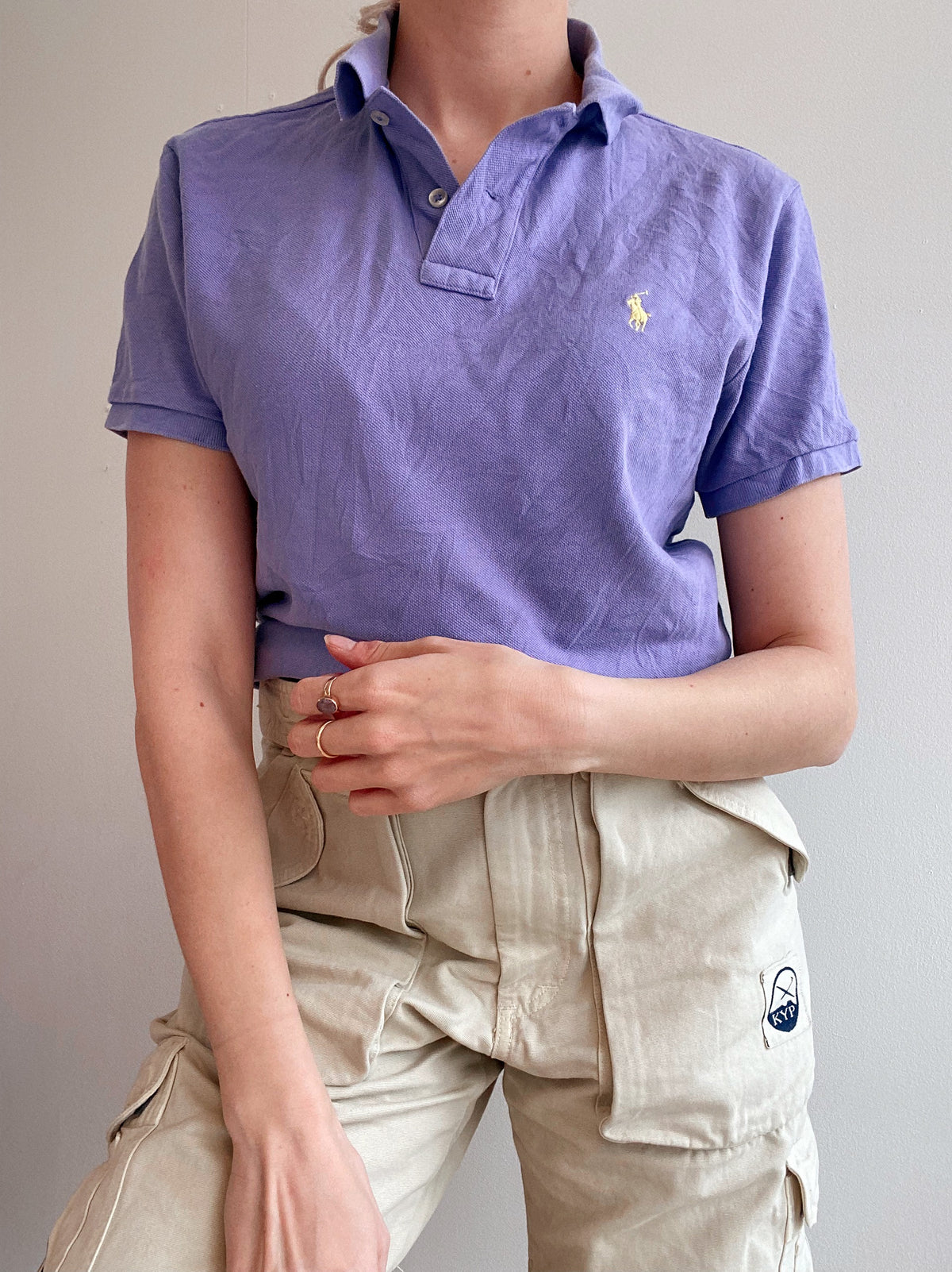 Polo à manches courtes violet et jaune Ralph Lauren S