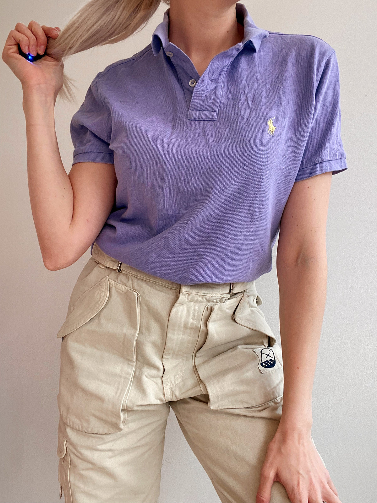 Polo à manches courtes violet et jaune Ralph Lauren S