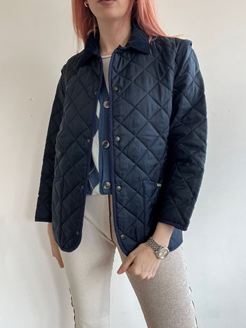 Veste vintage matelassée bleue marine S