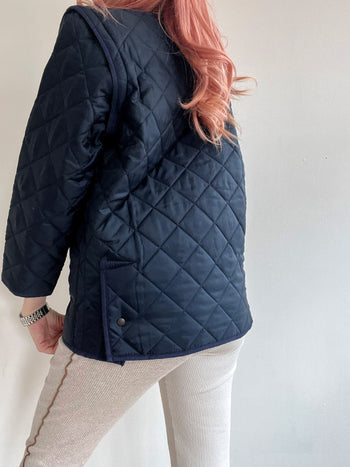 Veste vintage matelassée bleue marine S