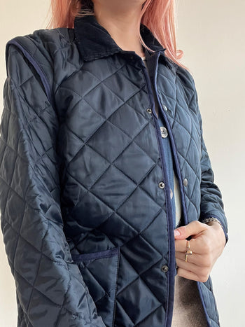 Veste vintage matelassée bleue marine S