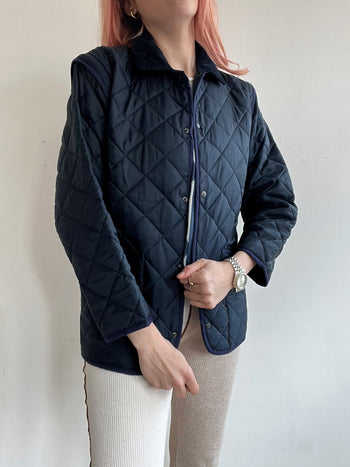 Veste vintage matelassée bleue marine S