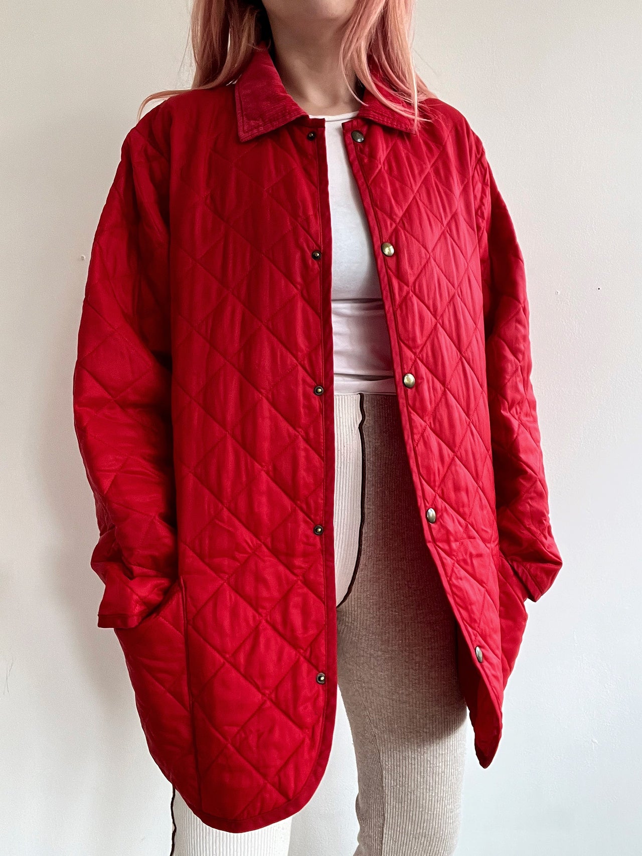 Veste vintage matelassée rouge M