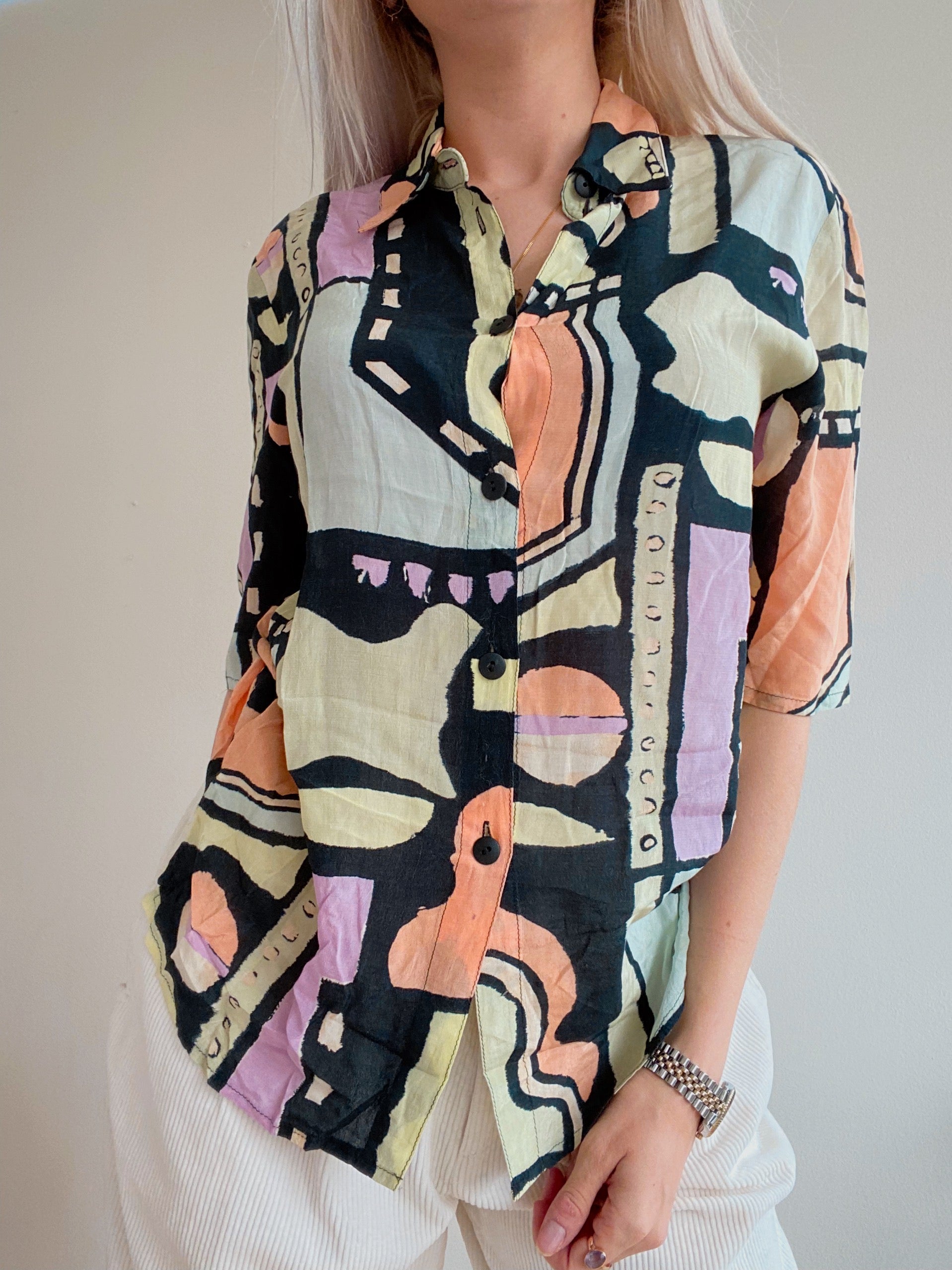 Chemise Vintage 80/90s noir/jaune