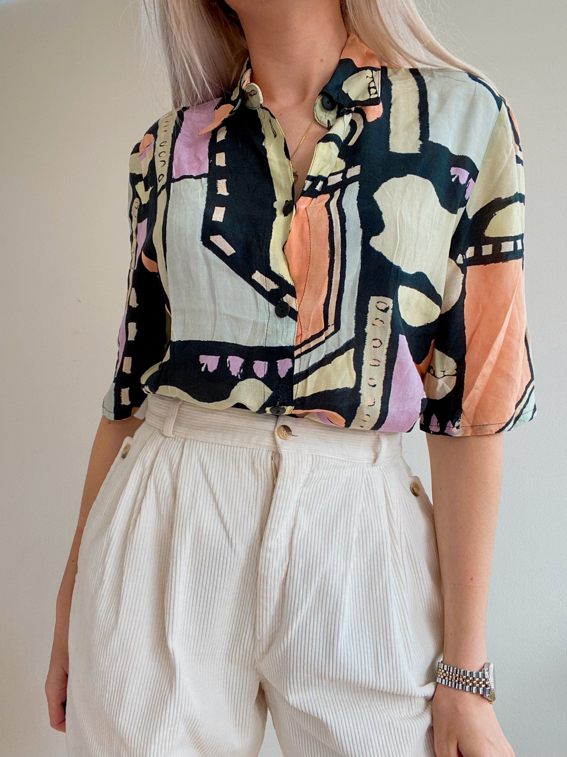 Chemise Vintage 80/90s noir/jaune