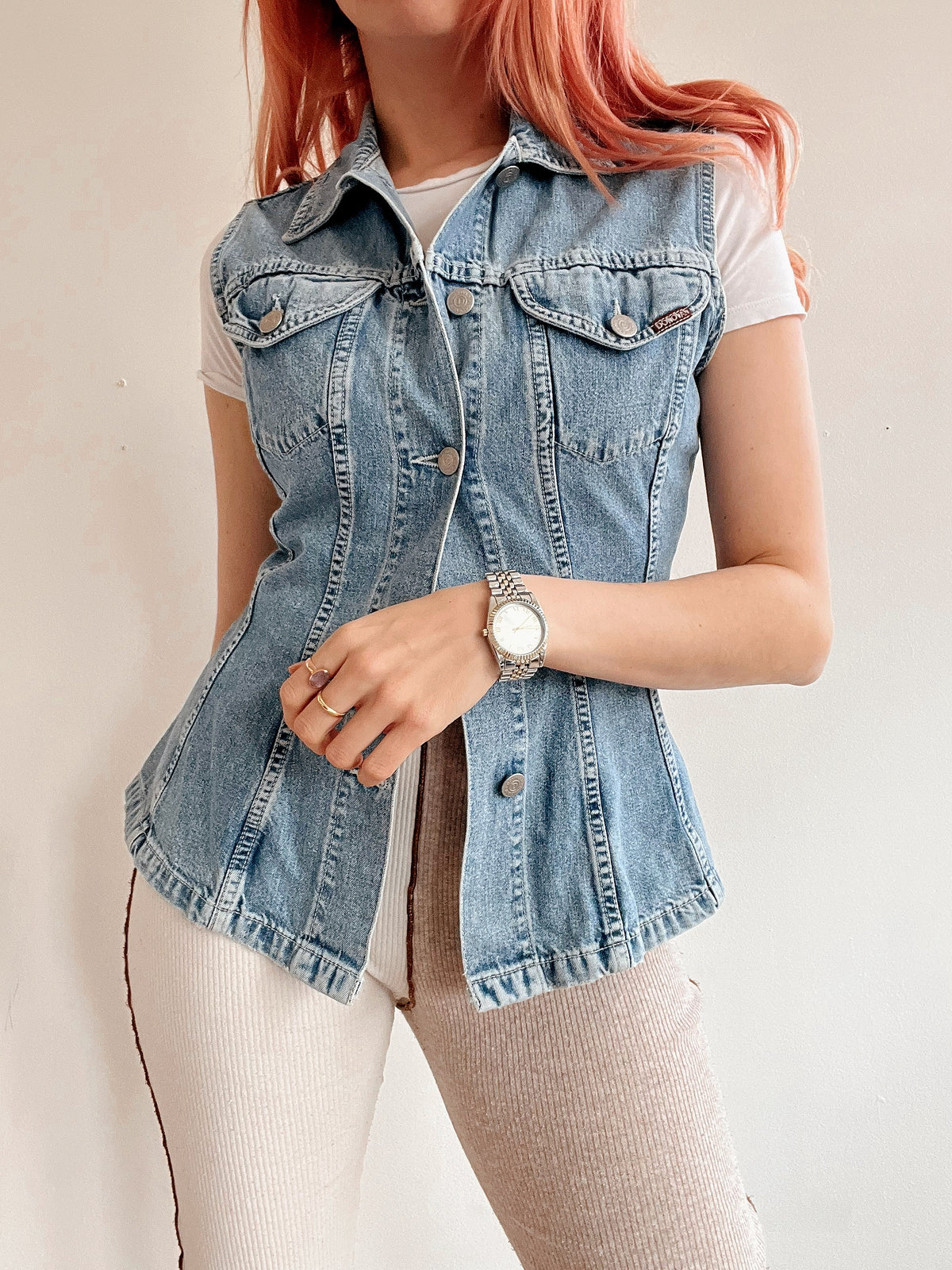 Gilet en jeans vintage sans manches XS
