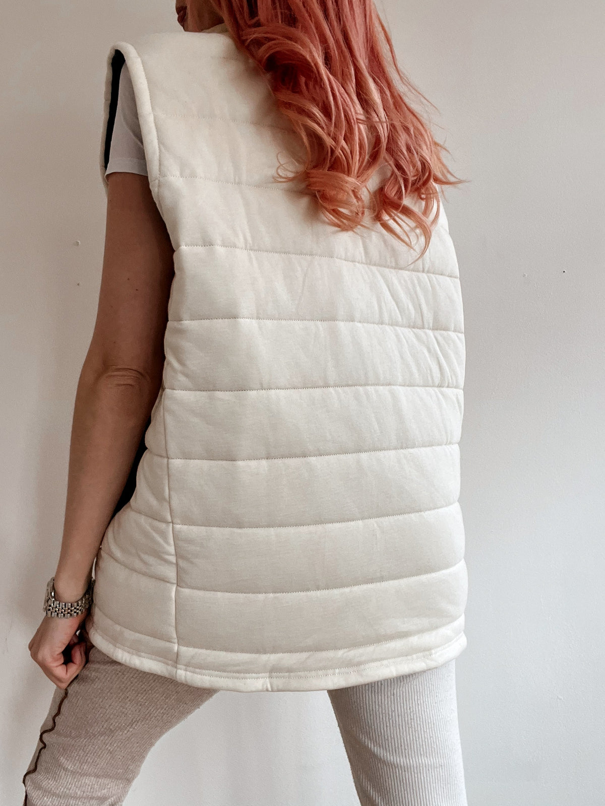 Cremefarbene Daunenjacke L