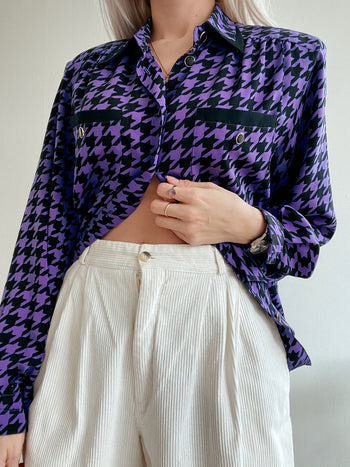 Chemise Vintage 80/90s violette et noire