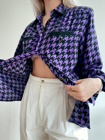 Chemise Vintage 80/90s violette et noire