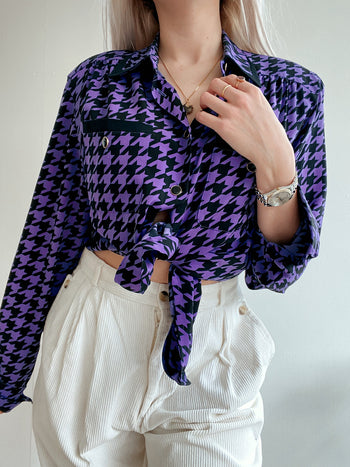 Chemise Vintage 80/90s violette et noire