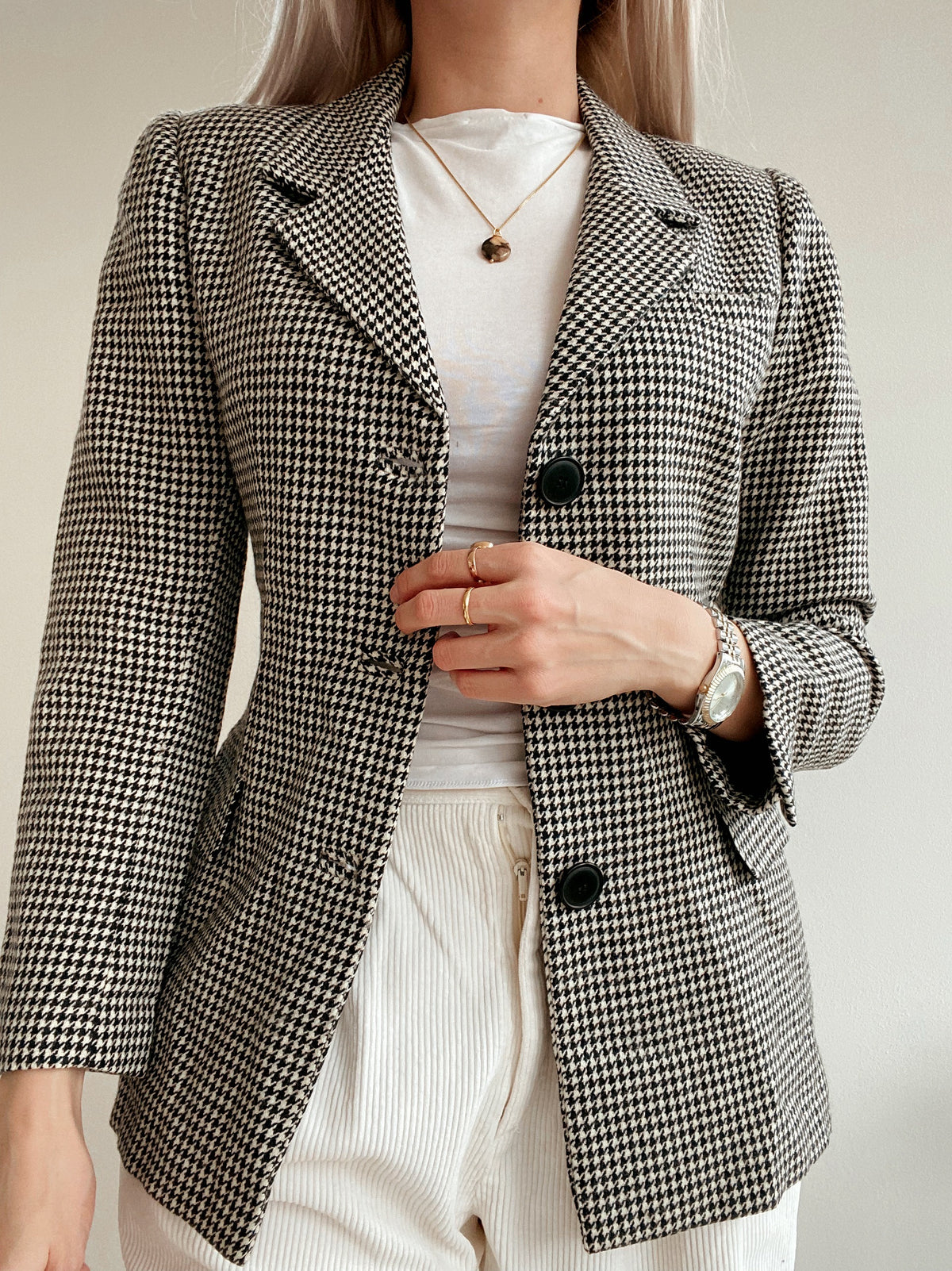 Veste Blazer pied de poule noire et blannche S/M