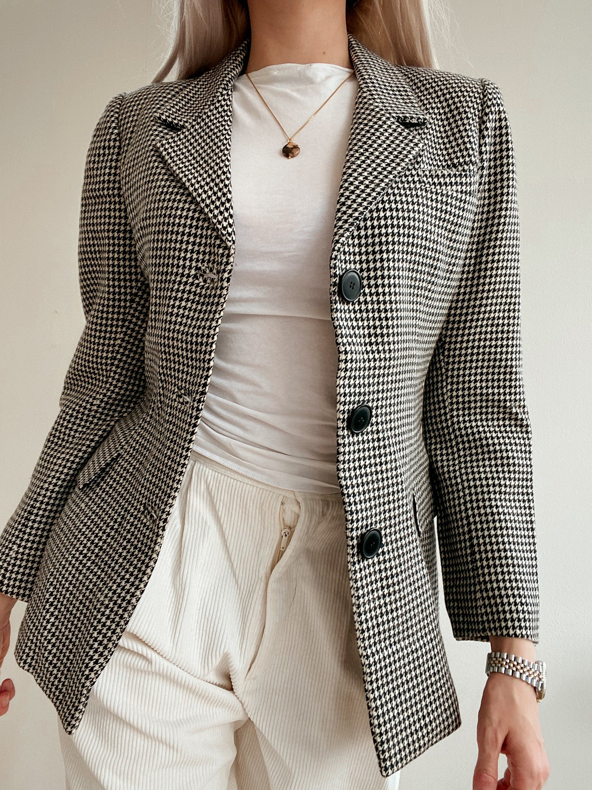 Veste Blazer pied de poule noire et blannche S/M