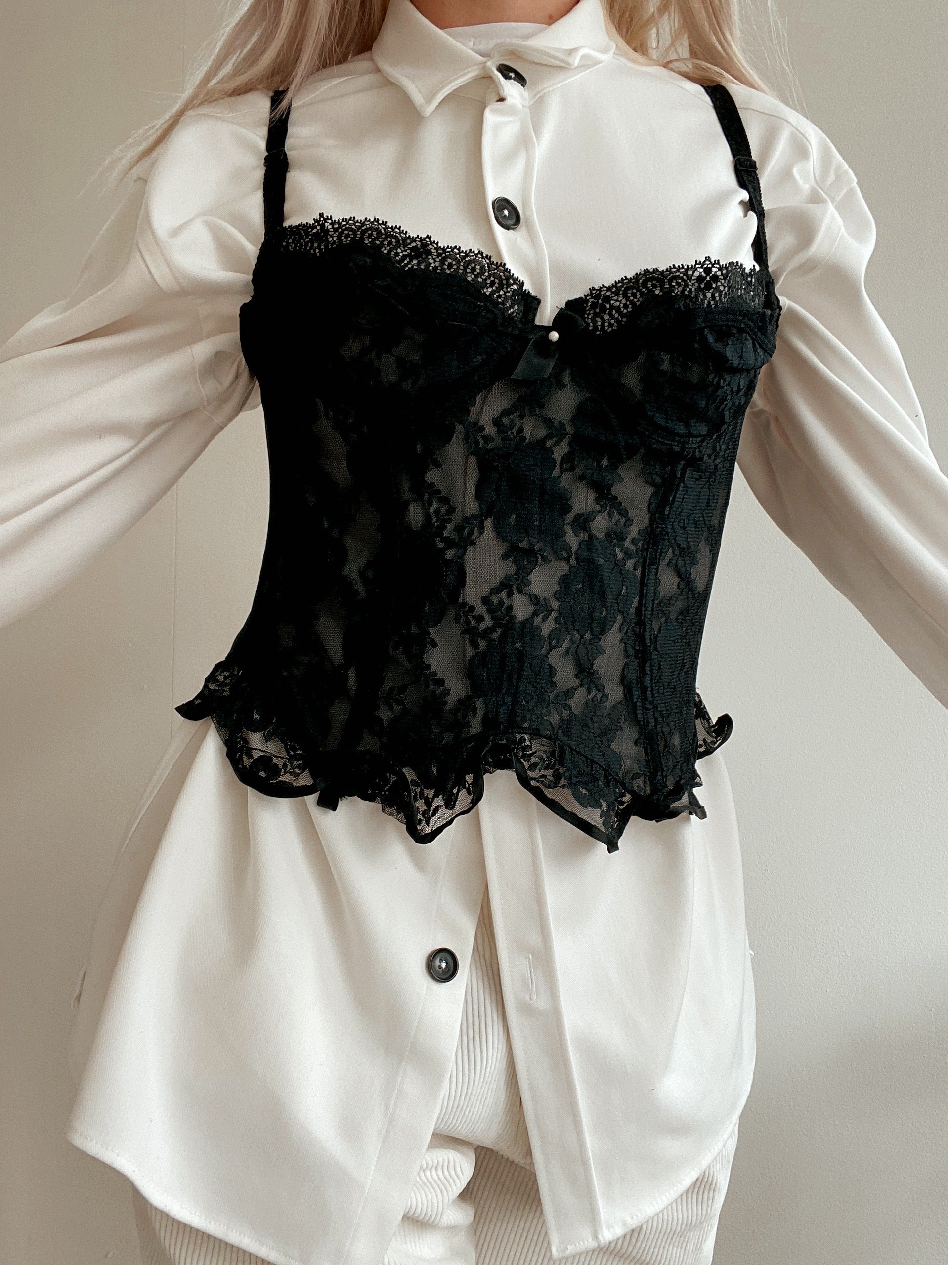 Corset/Lingerie noire en dentelle S