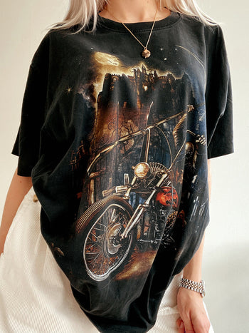 XL schwarzes Biker-Rock-T-Shirt