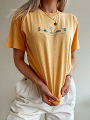 T-shirt jaune clair brodé L