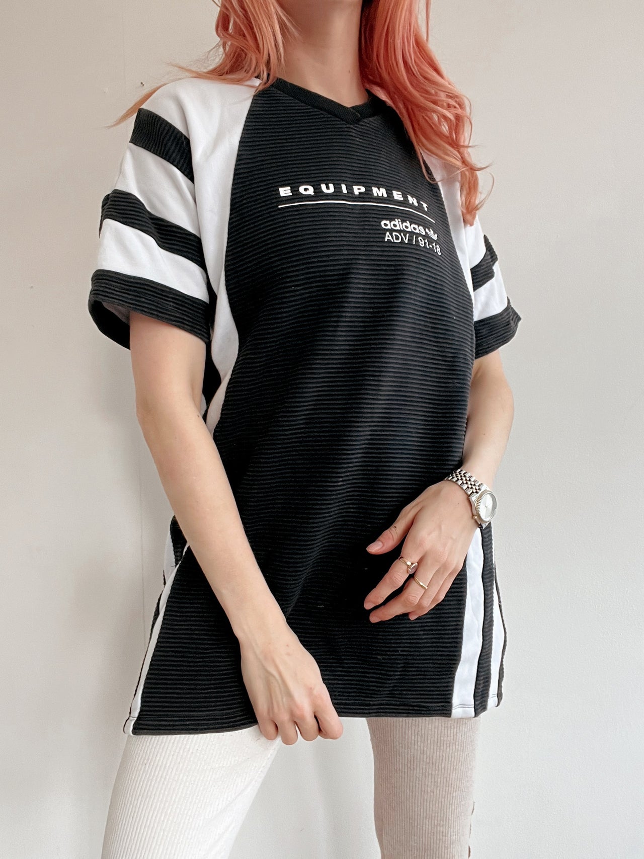 T-shirt vintage noir et blanc Adidas XL