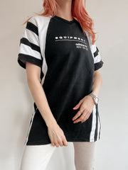 T-shirt vintage noir et blanc Adidas XL