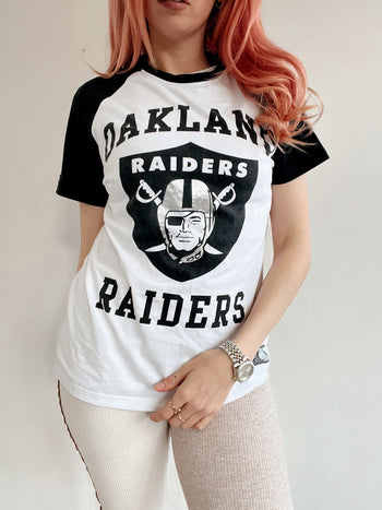 T-shirt vintage blanc et noir NFL M