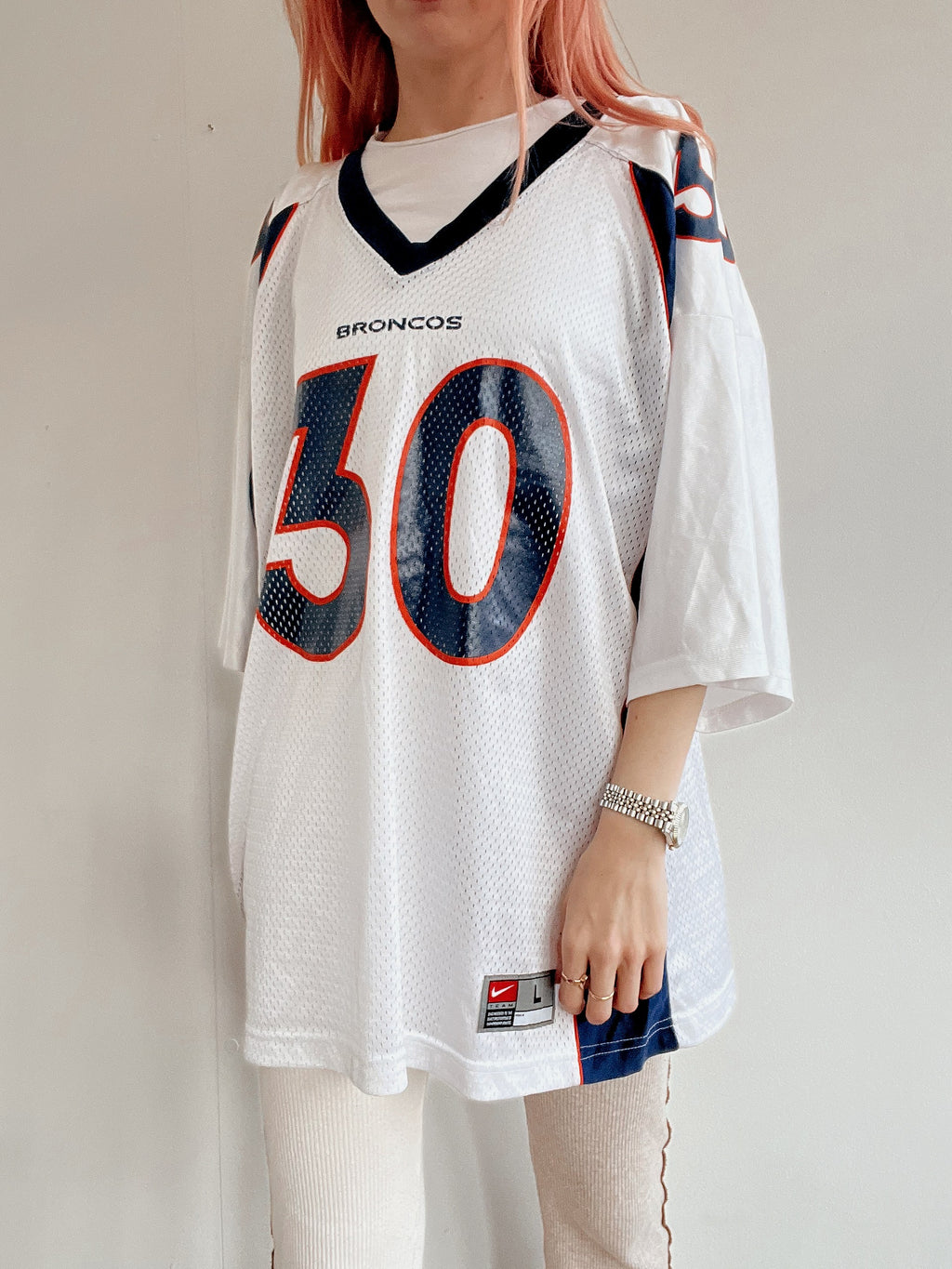 Weißes Nike Baseball-Trikot L