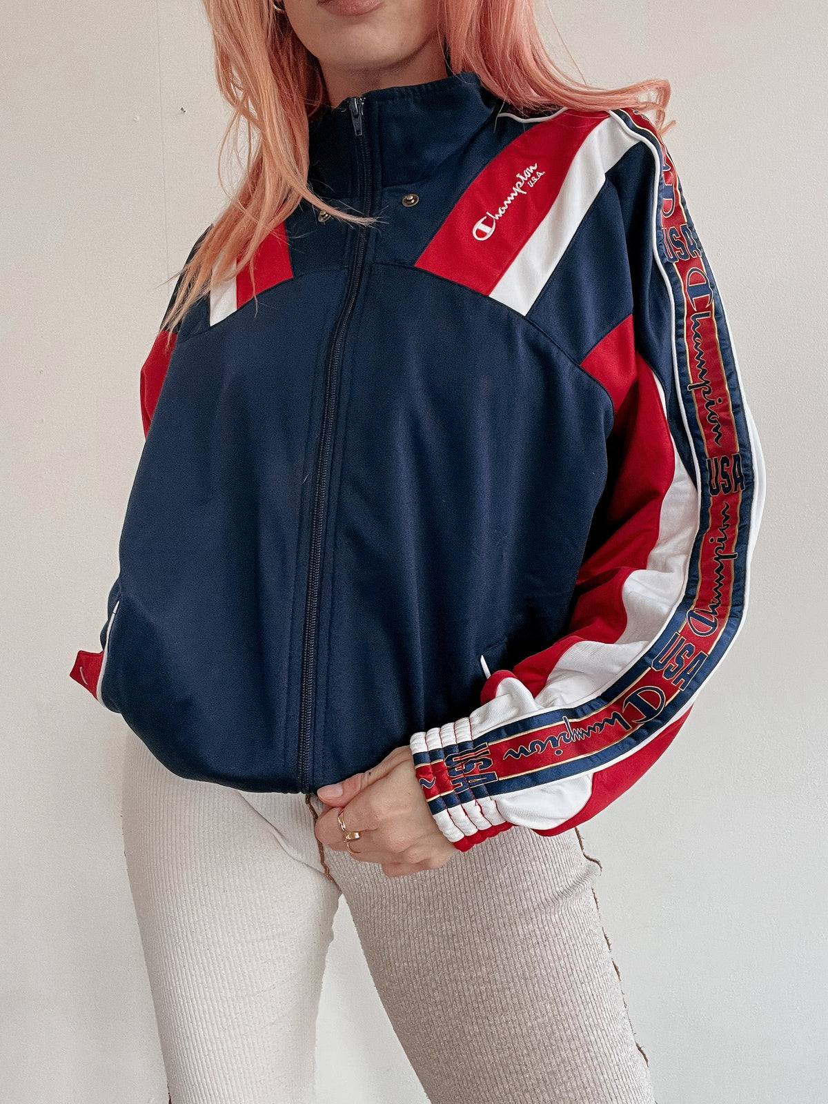 Champion M blau-rote Joggingjacke 
