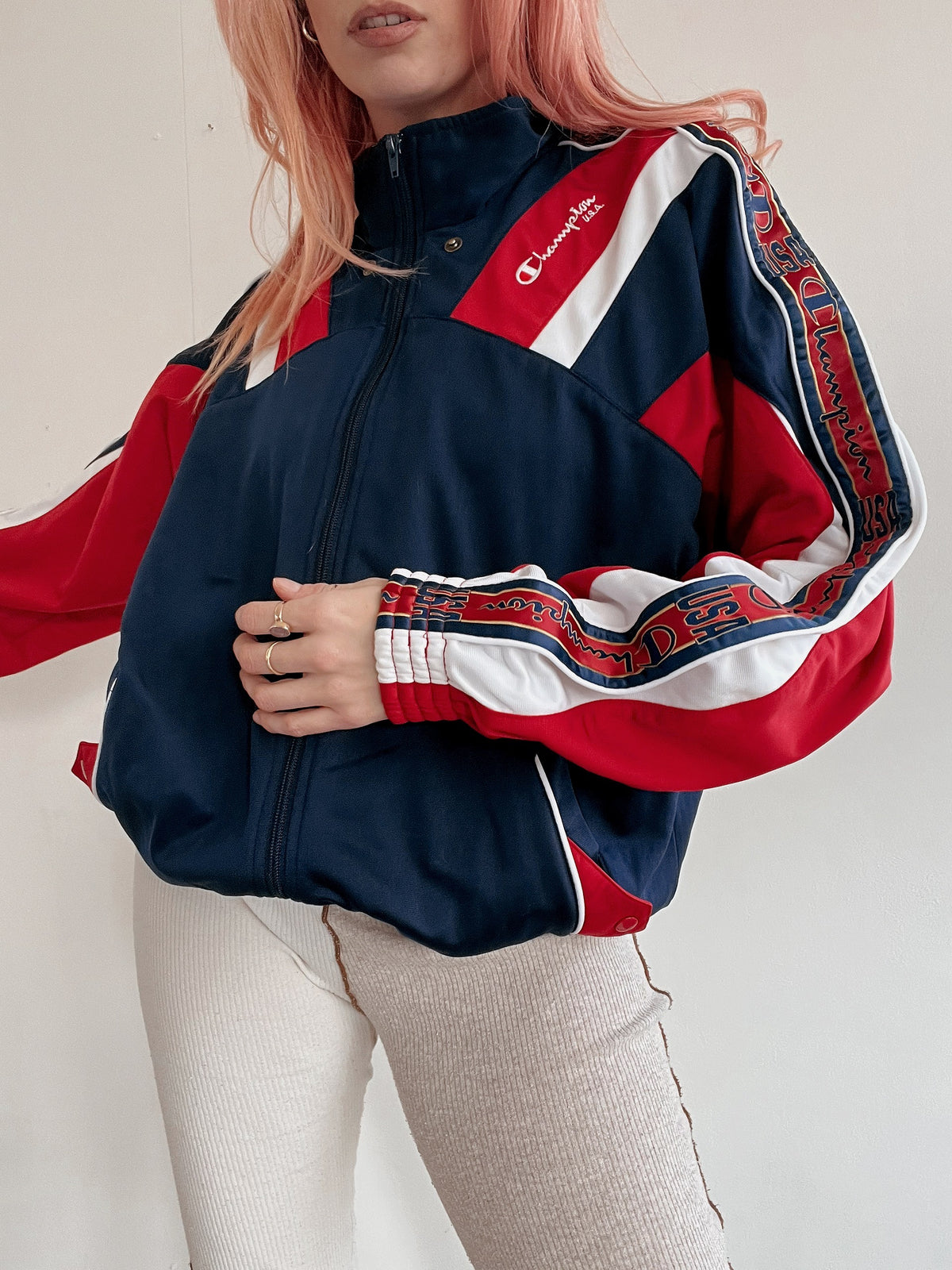 Champion M blau-rote Joggingjacke 