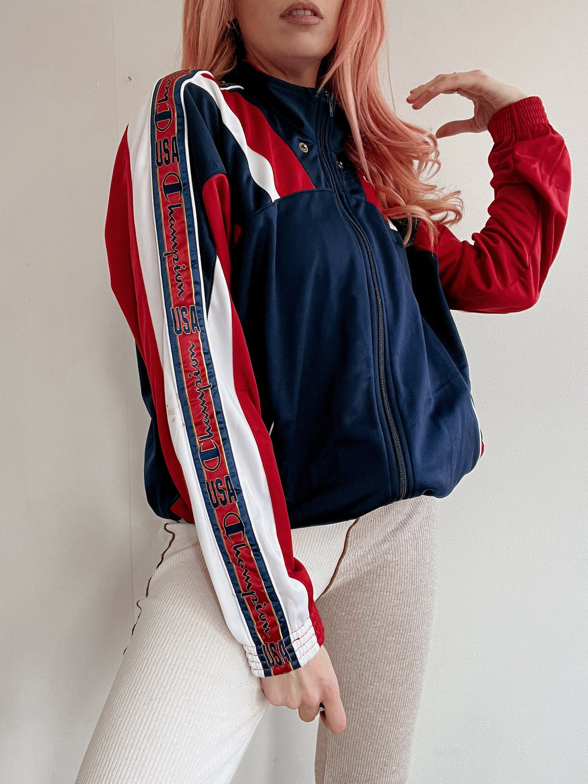 Champion M blau-rote Joggingjacke 