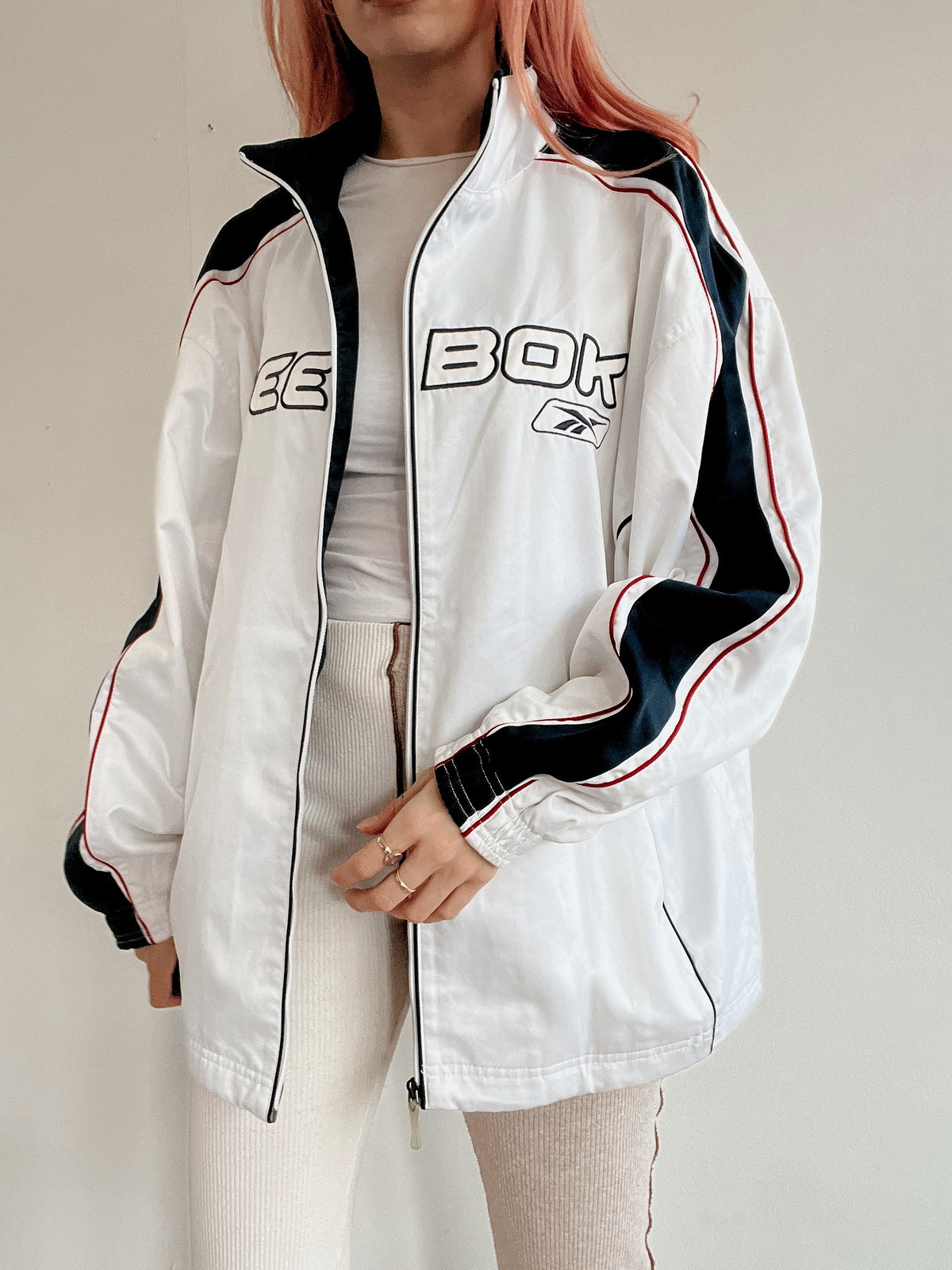 Weiß-schwarze Joggingjacke Reebok M 