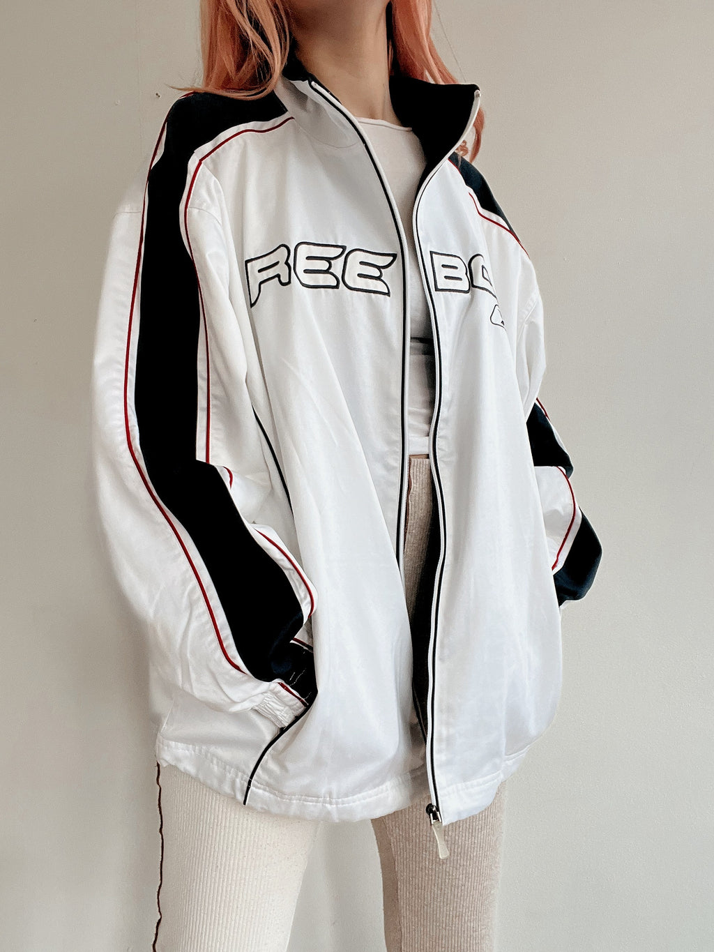 Weiß-schwarze Joggingjacke Reebok M 