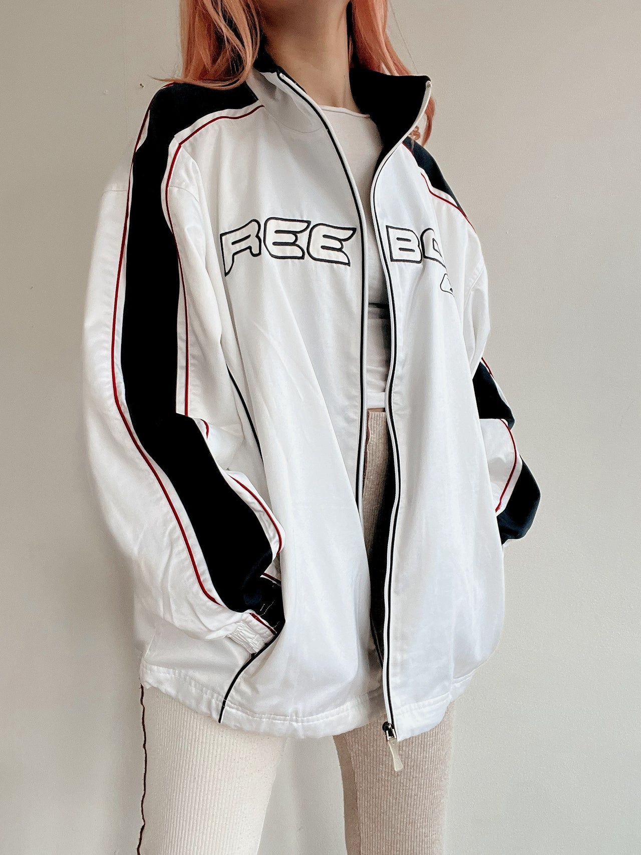 Veste de jogging blanche et noire Reebok M