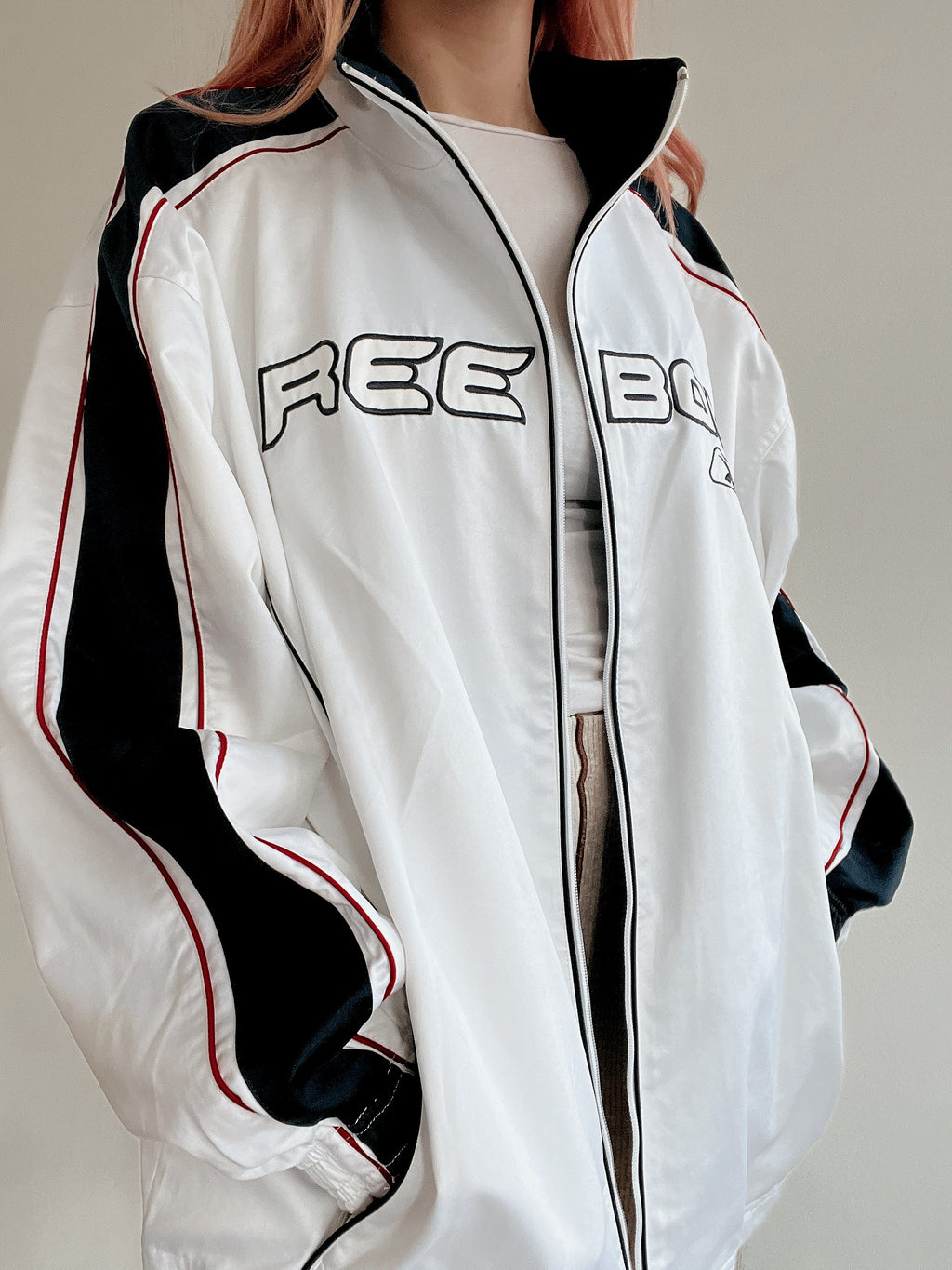 Weiß-schwarze Joggingjacke Reebok M 