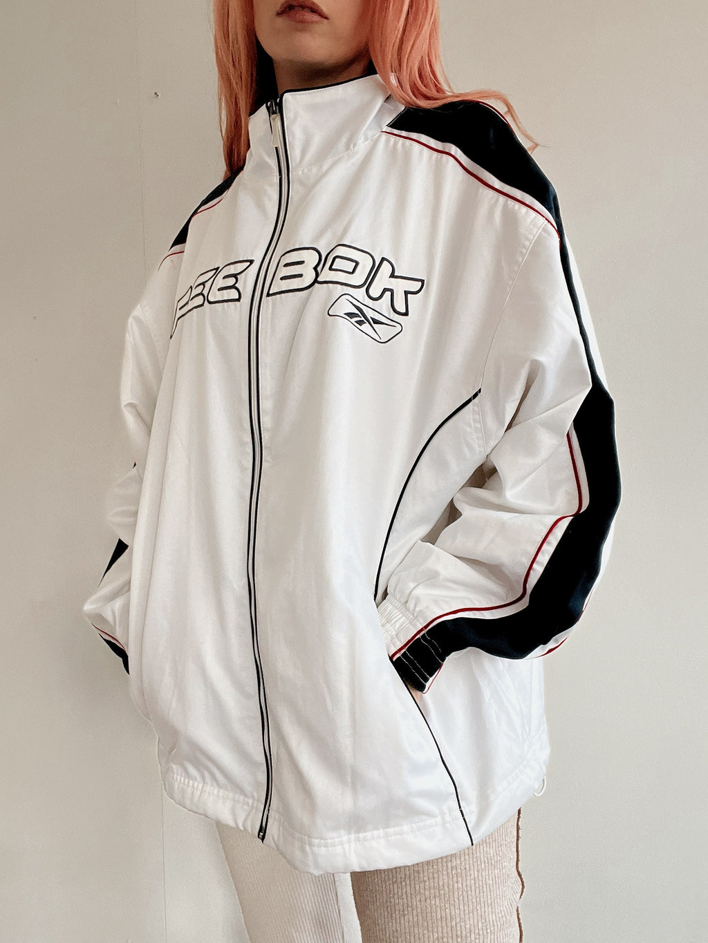 Weiß-schwarze Joggingjacke Reebok M 