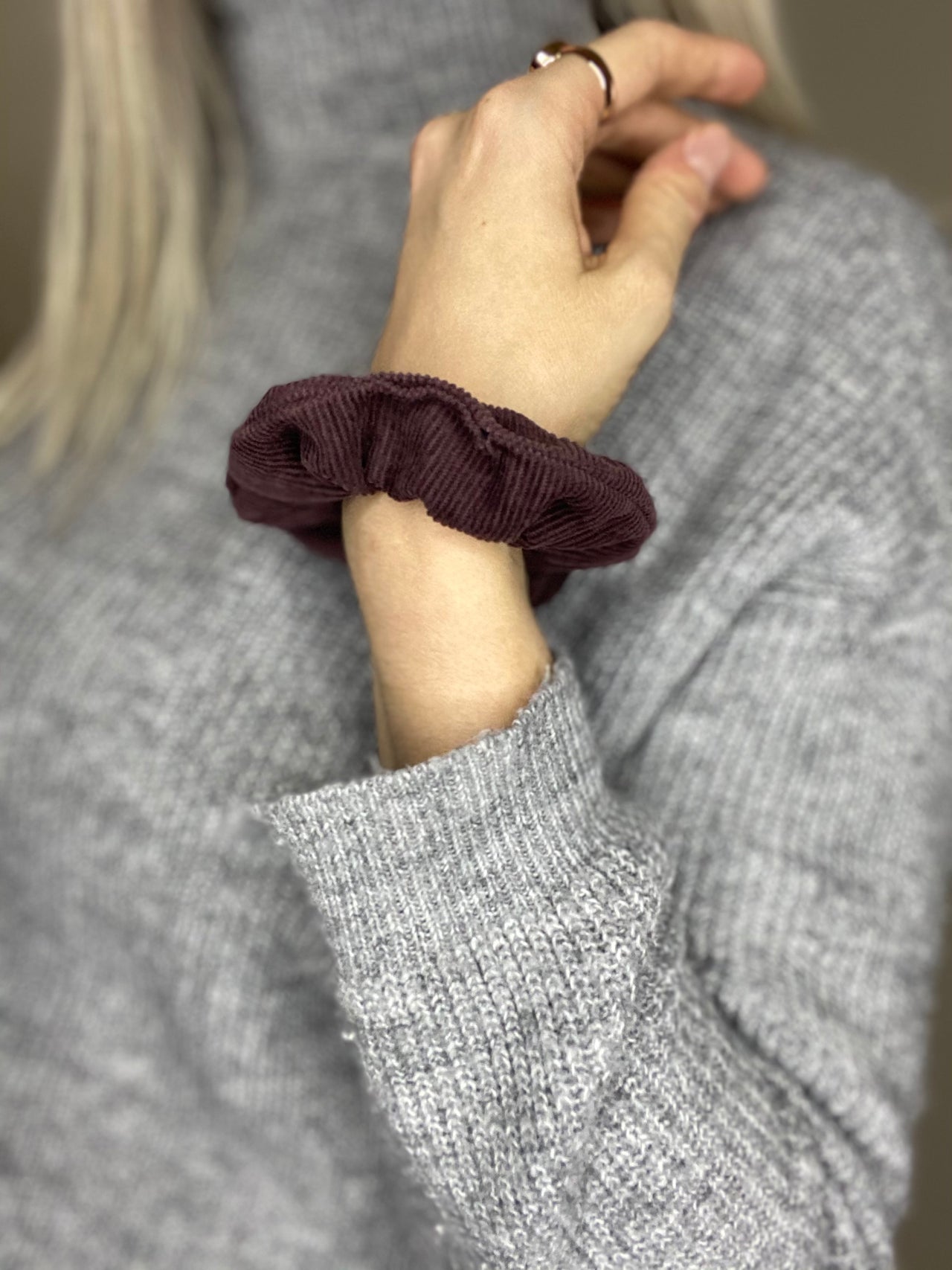 Dark brown corduroy scrunchie by Chuperchouchou