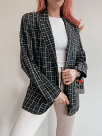 Veste blazer vintage noire en lin M/L