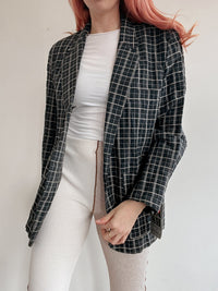 Veste blazer vintage noire en lin M/L