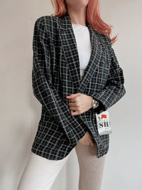 Veste blazer vintage noire en lin M/L
