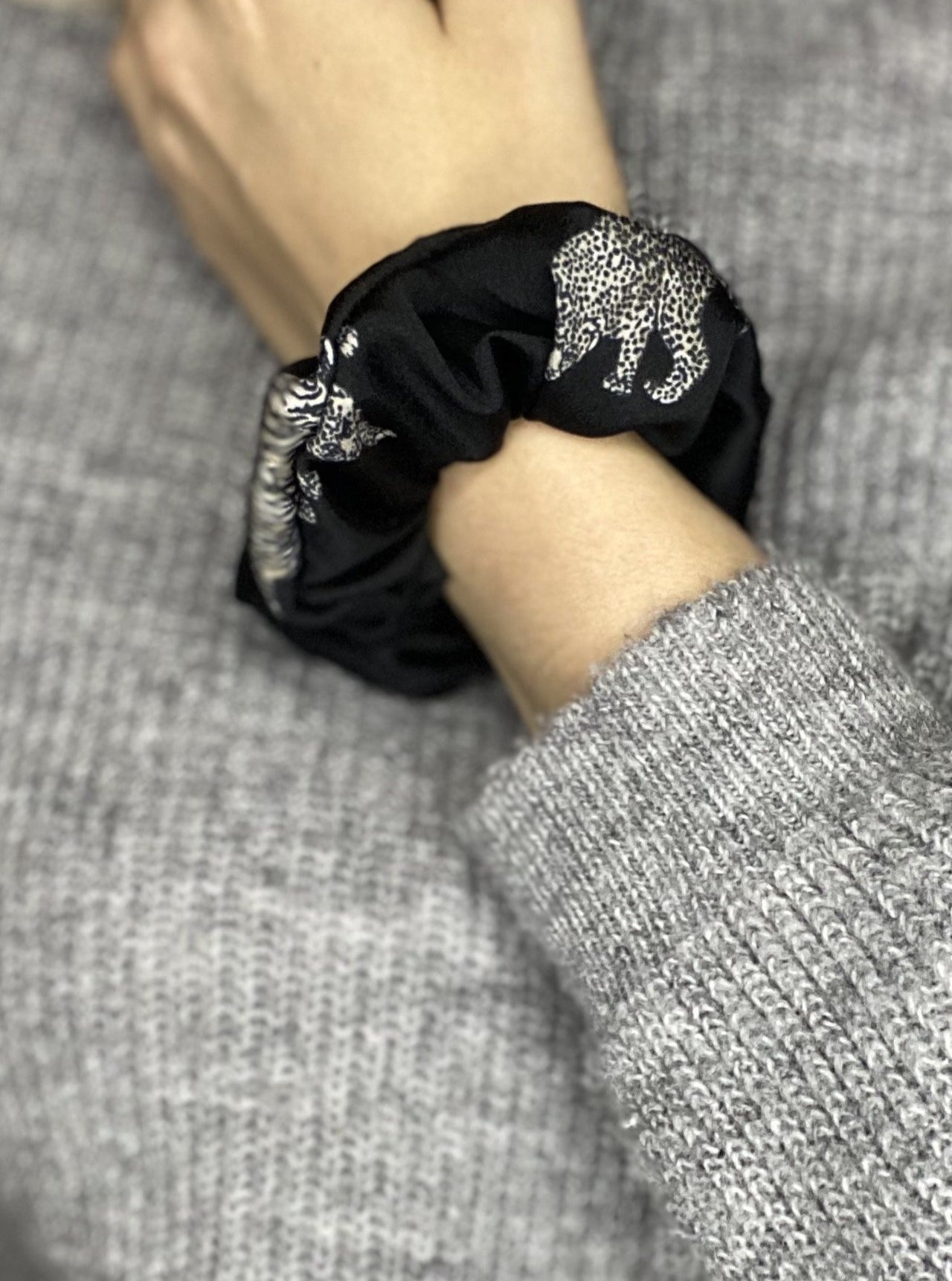 Black satin scrunchie by Chuperchouchou