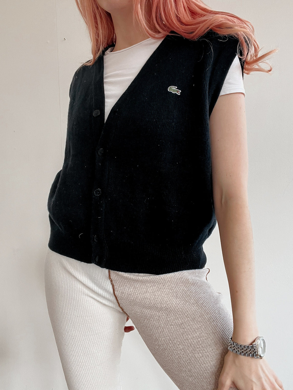 Gilet en laine Lacoste noir S