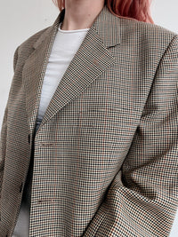 Vintage beige Blazerjacke mit kleinen Karos S/M